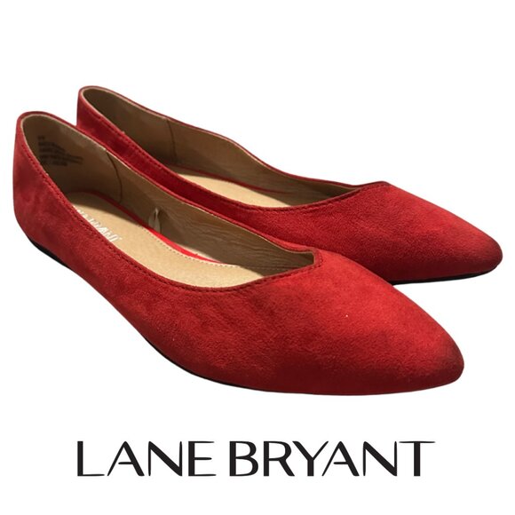 Lane Bryant Red Pointed Toe Ballet Flats Womens Size 9 Wide - Picture 1 of 5